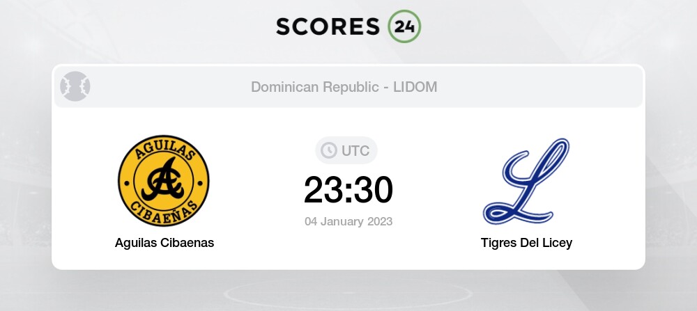 Aguilas Cibaenas vs Tigres Del Licey 4/01/2023 23:30 Baseball Events &  Result