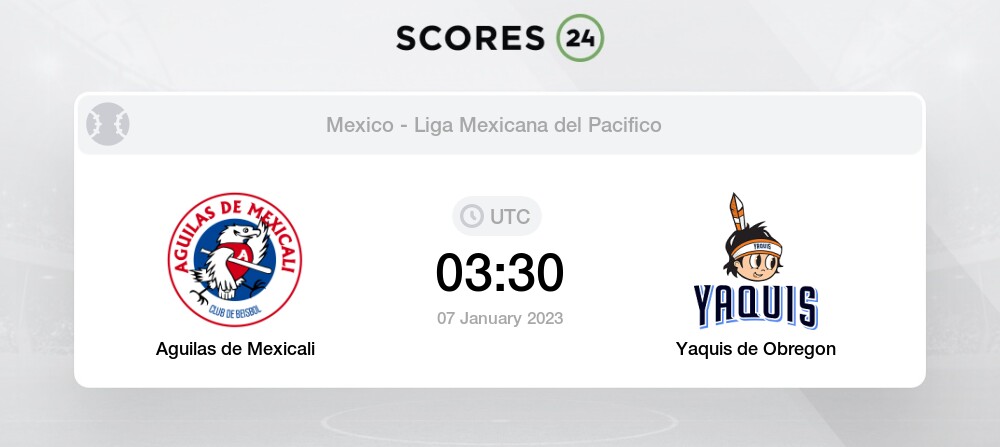 Aguilas de Mexicali vs Yaquis de Obregon - Head to Head for 7 January 2023  03:30 Baseball