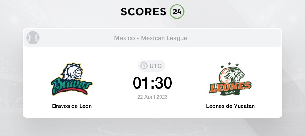 Bravos de Leon vs Leones de Yucatan 22/04/2023 01:30 Baseball Events &  Result