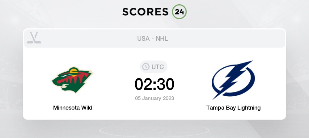 Minnesota Wild vs Tampa Bay Lightning - Head to Head for 5 January 2023  02:30 Hockey