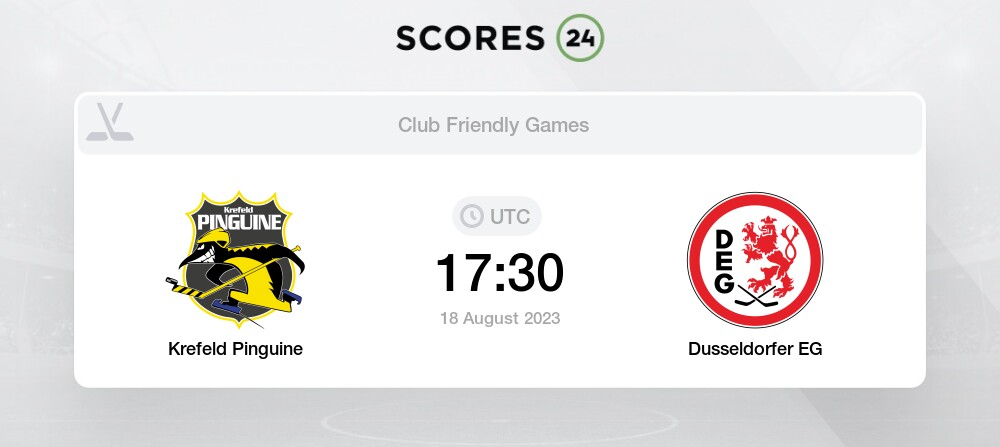 Krefeld Pinguine vs Dusseldorfer EG - Head to Head for 18 August 2023 17:30  Hockey