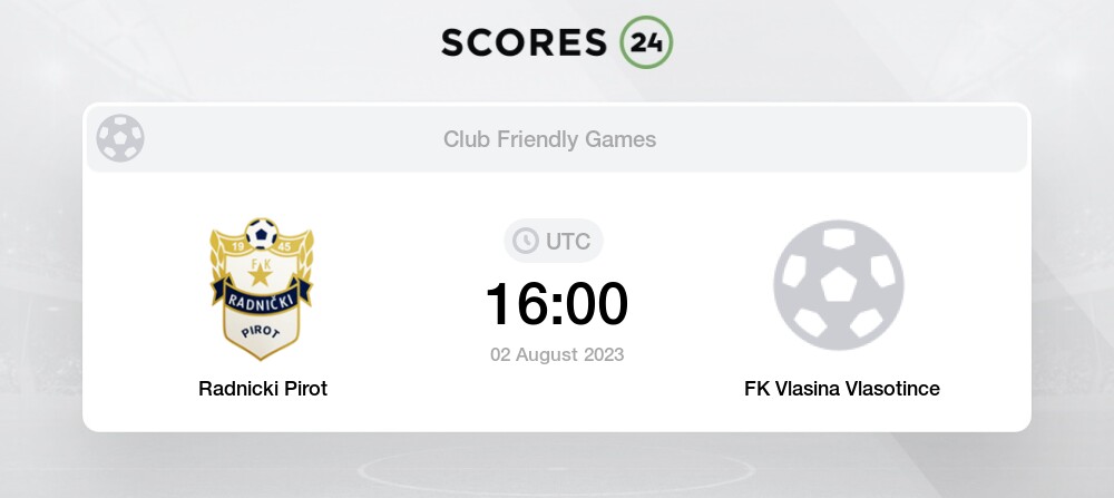 FK Radnicki Pirot vs FK Vlasina Vlasotince [LIVE] Score - Clubs