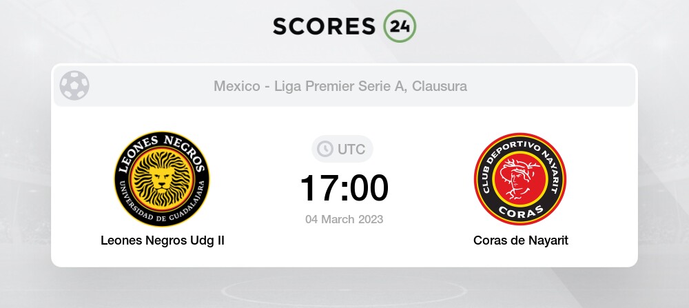 Leones Negros Udg II vs Coras de Nayarit 4/03/2023 17:00 Football Events &  Result