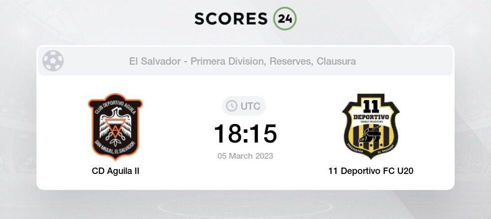 CD Aguila II vs 11 Deportivo FC U20 - Head to Head for 5 March 2023 18:15  Football