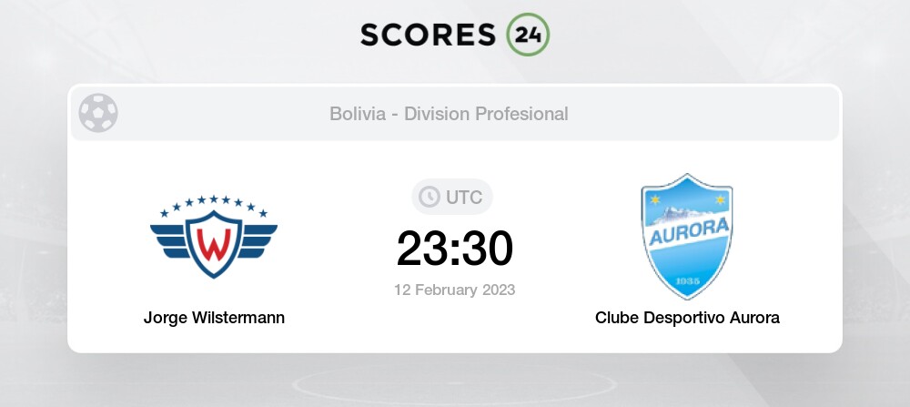 Jorge Wilstermann vs Clube Desportivo Aurora 12/02/2023 23:30 Football  Events & Result