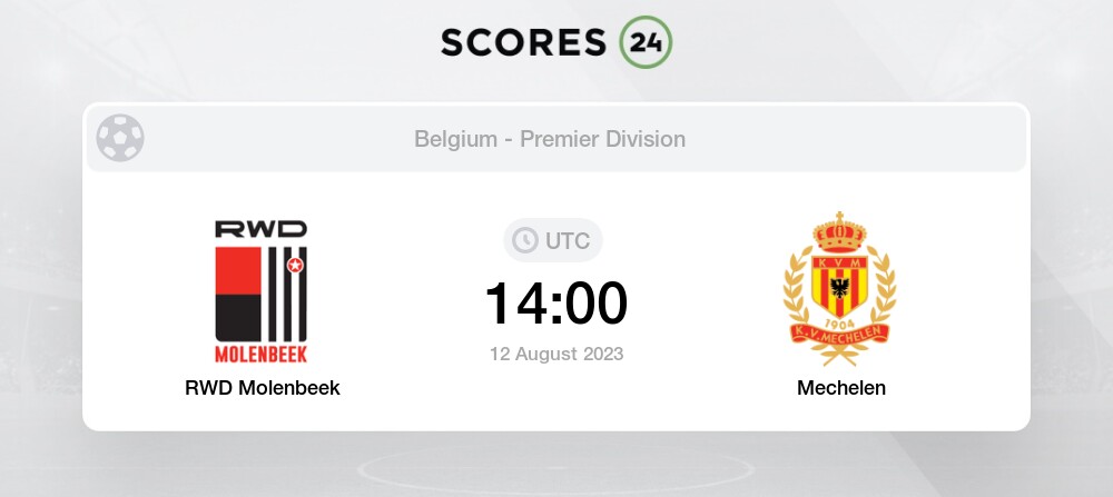 RWD Molenbeek vs Mechelen - Head to Head for 12 August 2023 14:00 Football