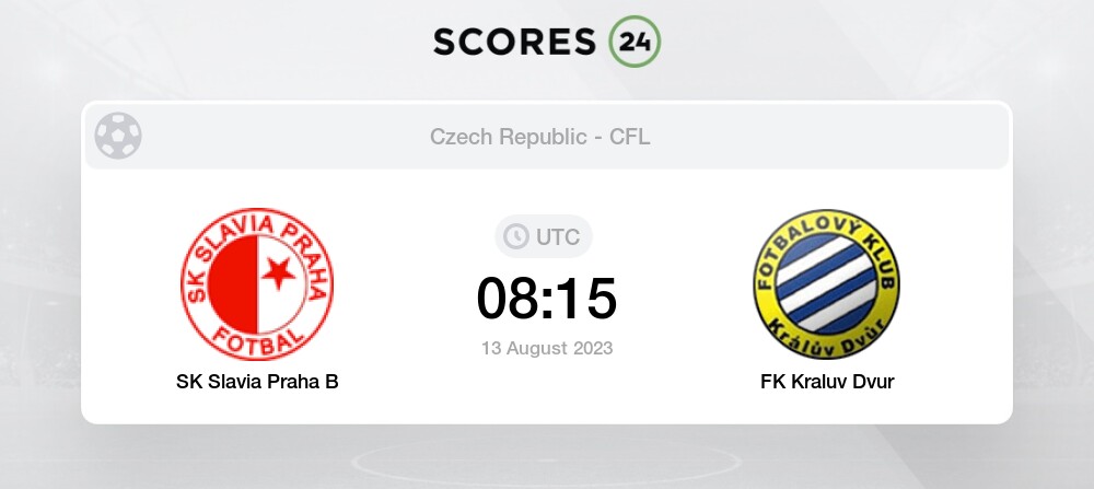 Slavia Prague B vs FK Kraluv Dvur 13.08.2023 at CFL 2023/24, Football