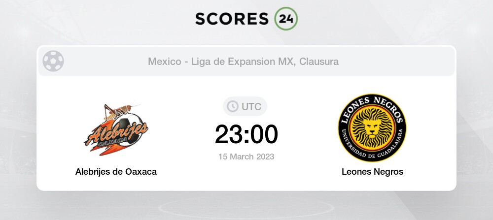Alebrijes de Oaxaca vs Leones Negros - Head to Head for 15 March 2023 23:00  Football