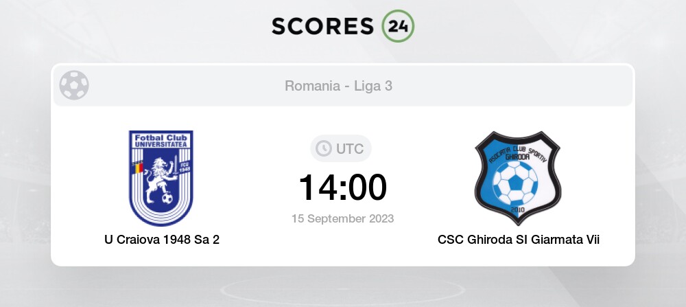 U Craiova 1948 Sa 2 vs CSC Ghiroda SI Giarmata Vii 15 September 2023 14:00  Football Odds