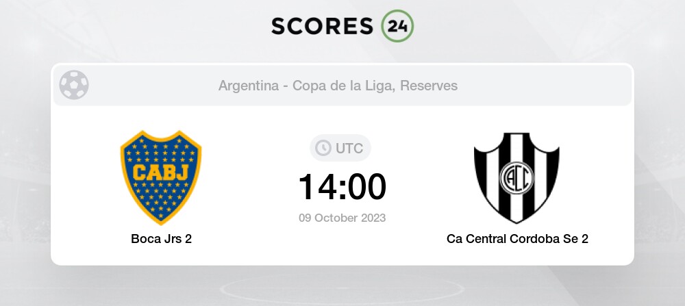 Boca Jrs 2 vs Ca Central Cordoba Se 2 - Head to Head for 9 October 2023  14:00 Football