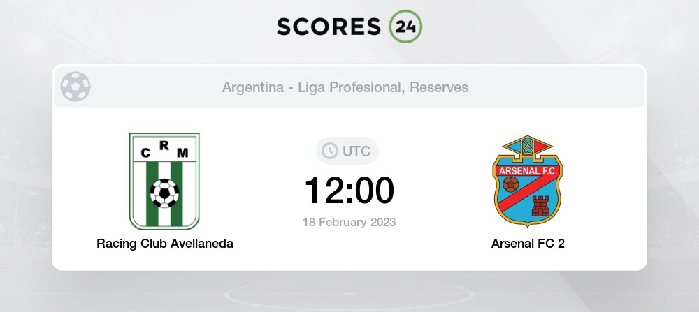 Racing Club Avellaneda vs Arsenal FC 2 18/02/2023 12:00 Football Events &  Result