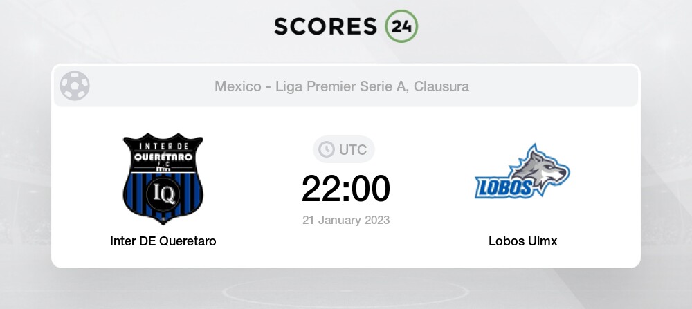 Inter DE Queretaro vs Lobos Ulmx - Head to Head for 21 January 2023 22:00  Football