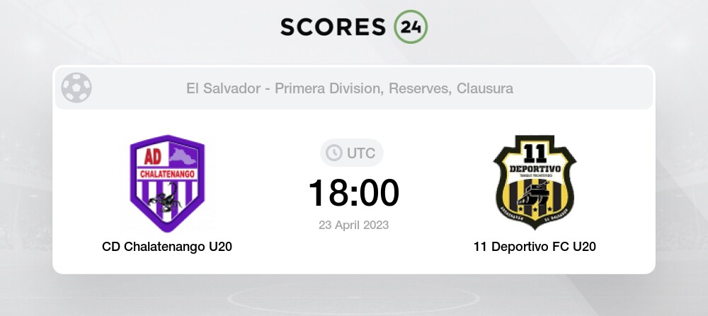 CD Chalatenango U20 vs 11 Deportivo FC U20 - Head to Head for 23 April 2023  18:00 Football