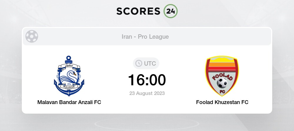 Malavan Bandar Anzali FC vs Foolad Khuzestan FC - Head to Head for 23  August 2023 16:00 Football