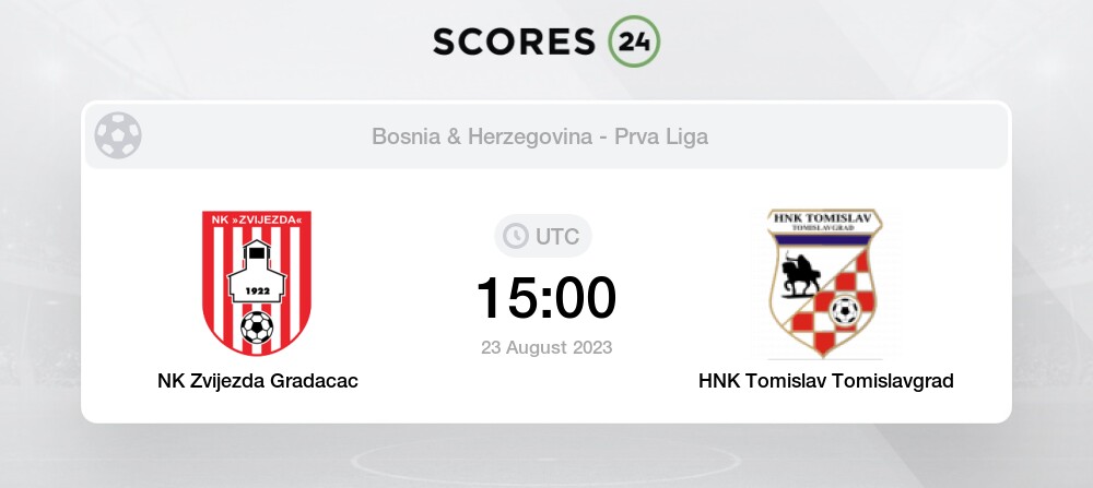 NK Zvijezda Gradacac vs HNK Tomislav Tomislavgrad - Head to Head for 23 ...