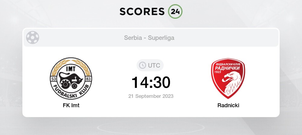 FK Imt vs Radnicki - Head to Head for 21 September 2023 14:30 Football