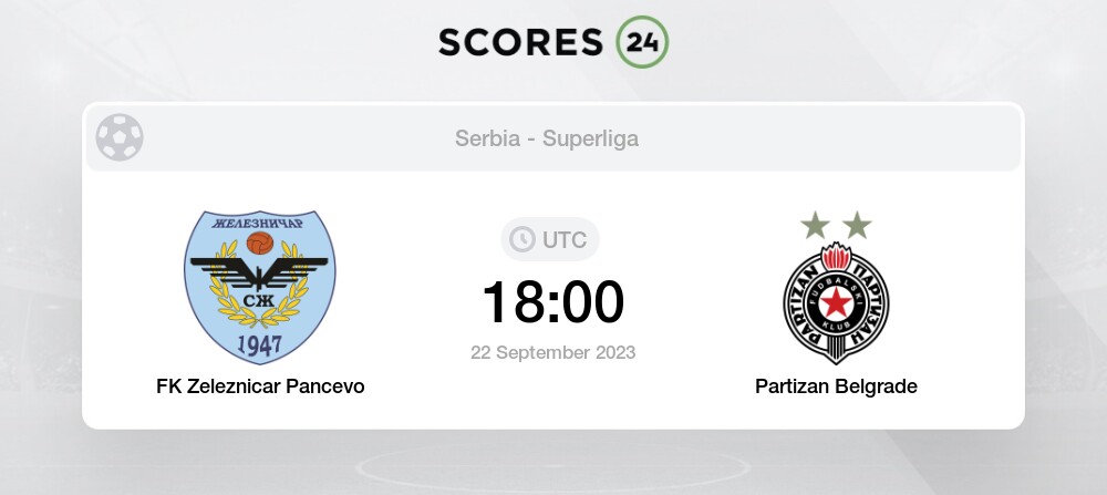 FK Zeleznicar Pancevo - Partizan Belgrade Live - Mozzart Bet SuperLiga:  Football Scores & Highlights - 22/09/2023