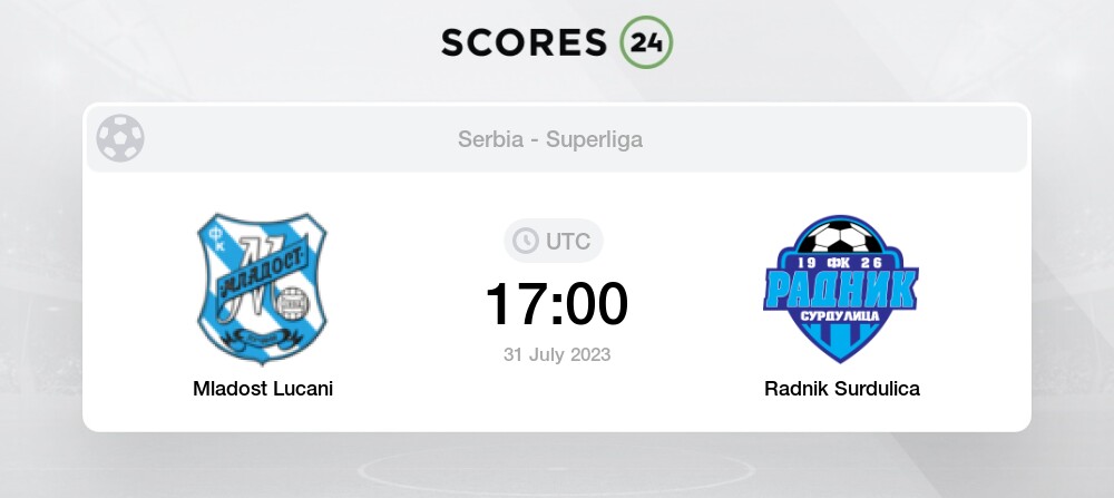 Mladost Lucani x Radnik Surdulica 31/07/2023 na Super Liga 2023/24