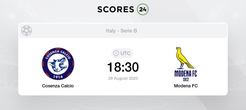 Modena vs Cosenza live score, H2H and lineups