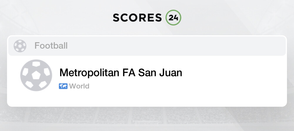 Metropolitan FA San Juan Fixtures, Schedule and Live Results - Soccer