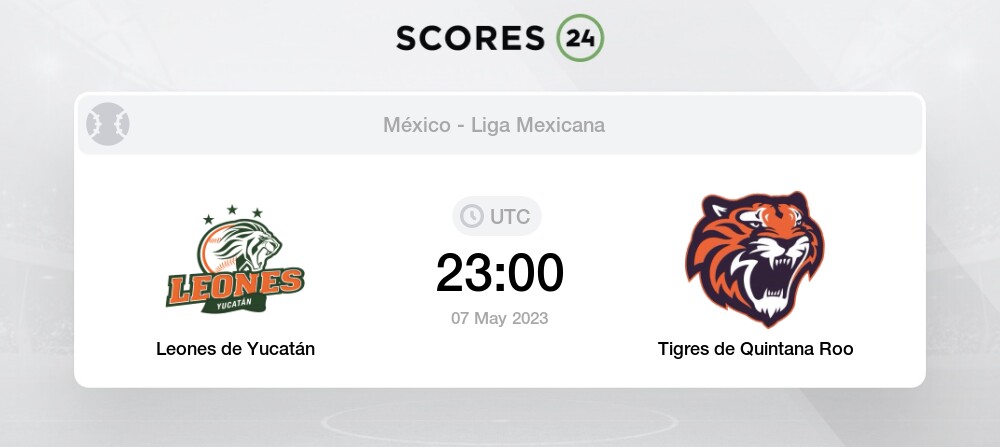 Leones de Yucatán vs Tigres de Quintana Roo 7 Mayo 2023 23:00 Béisbol cuotas