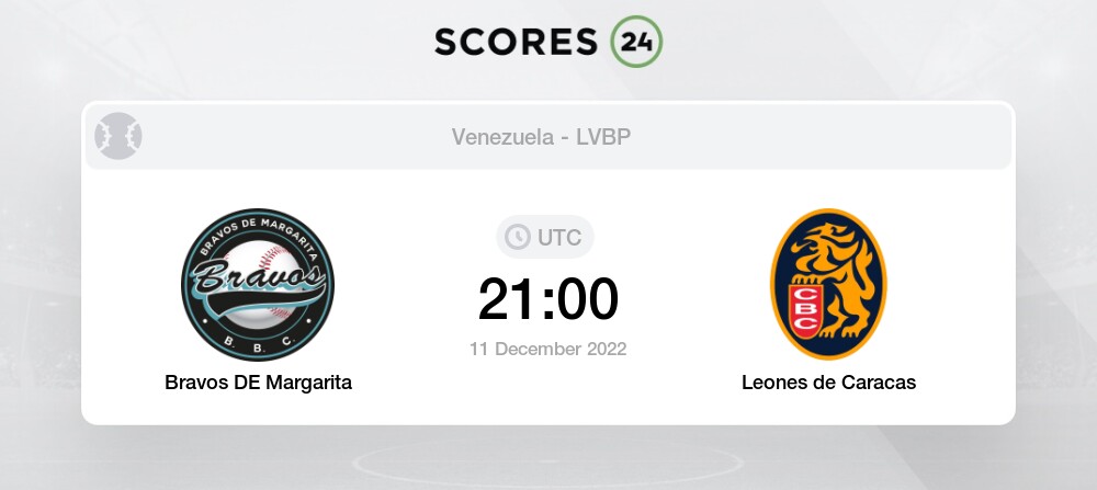 Bravos DE Margarita vs Leones de Caracas eventos y resultado del partido  11/12/2022 21:00 Béisbol