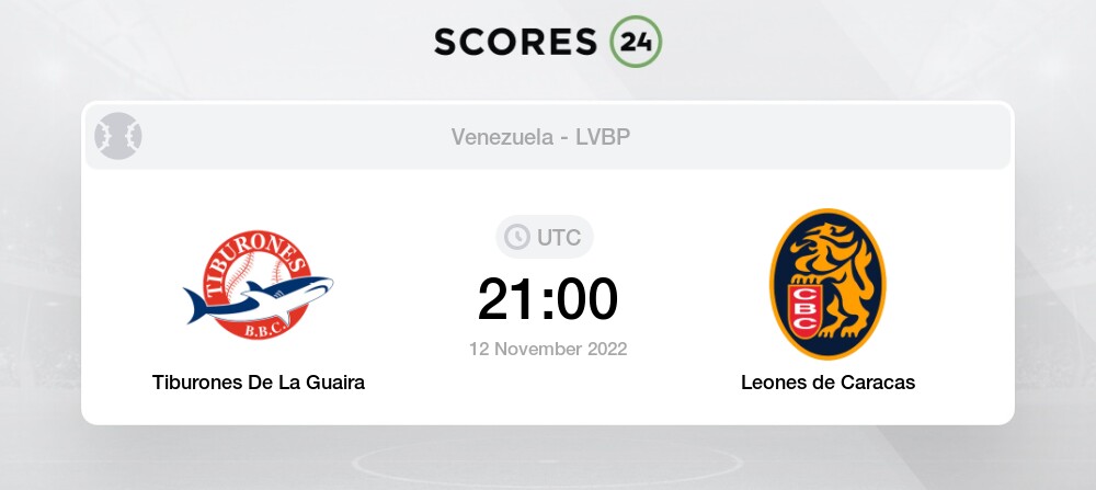 Tiburones De La Guaira vs Leones de Caracas 12 Noviembre 2022 21:00 Béisbol  H2H Historial de partidos