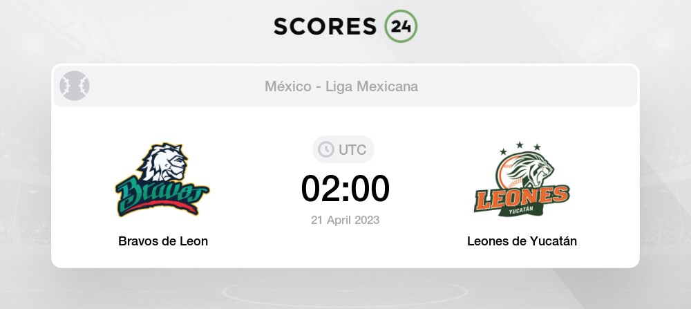 Bravos de Leon vs Leones de Yucatán eventos y resultado del partido  21/04/2023 02:00 Béisbol