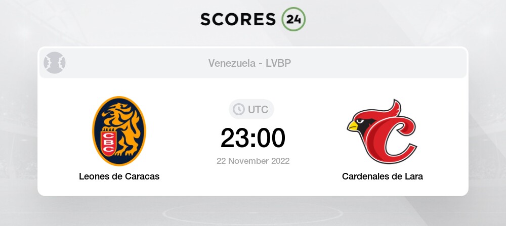 Leones de Caracas vs Cardenales de Lara eventos y resultado del partido  22/11/2022 23:00 Béisbol
