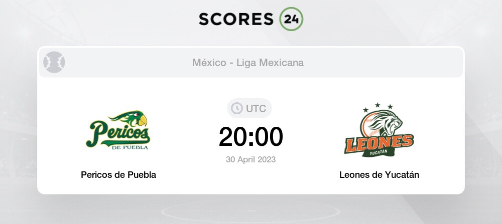 Pericos de Puebla vs Leones de Yucatán eventos y resultado del partido  30/04/2023 20:00 Béisbol