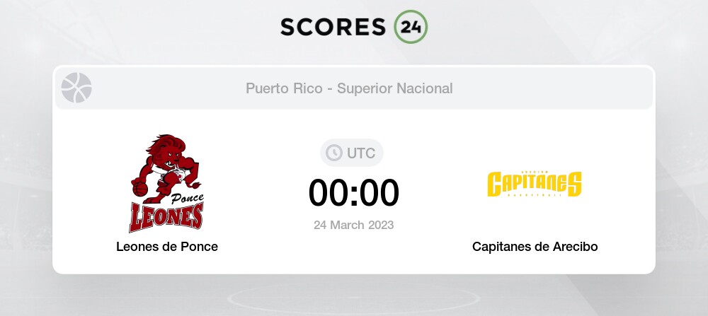 Leones de Ponce vs Capitanes de Arecibo eventos y resultado del partido  24/03/2023 00:00 Baloncesto