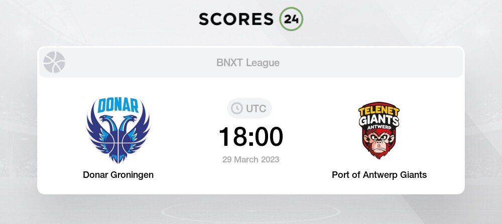 Watch Donar Groningen take on Port of Antwerp Giants in a Live Online Basketball Stream Today, March 29th, 2023 at 18:00.