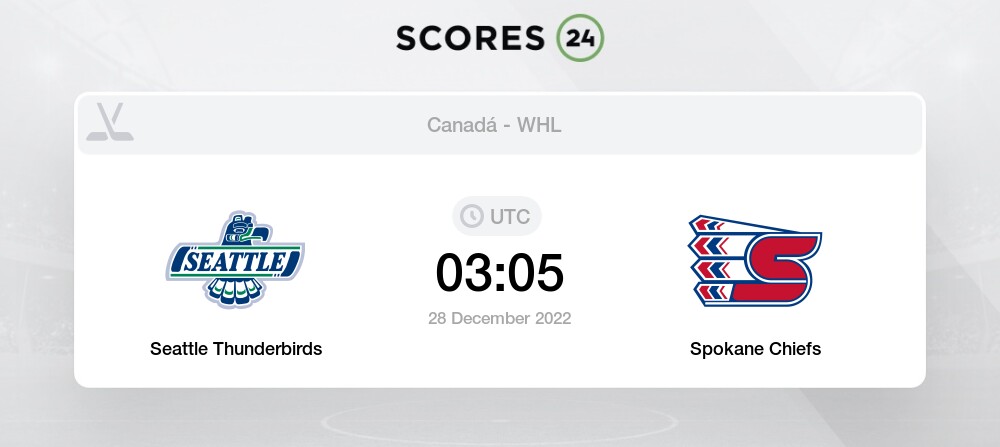 Seattle Thunderbirds vs Spokane Chiefs December 28 2022 03:05 am Ice Hockey H2H Game History