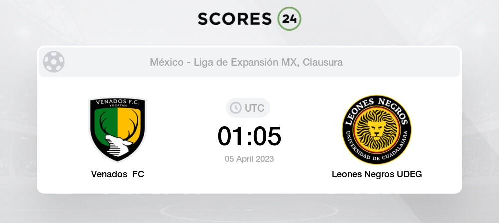 Venados FC vs Leones Negros UDEG eventos y resultado del partido 5/04/2023  01:05 Fútbol