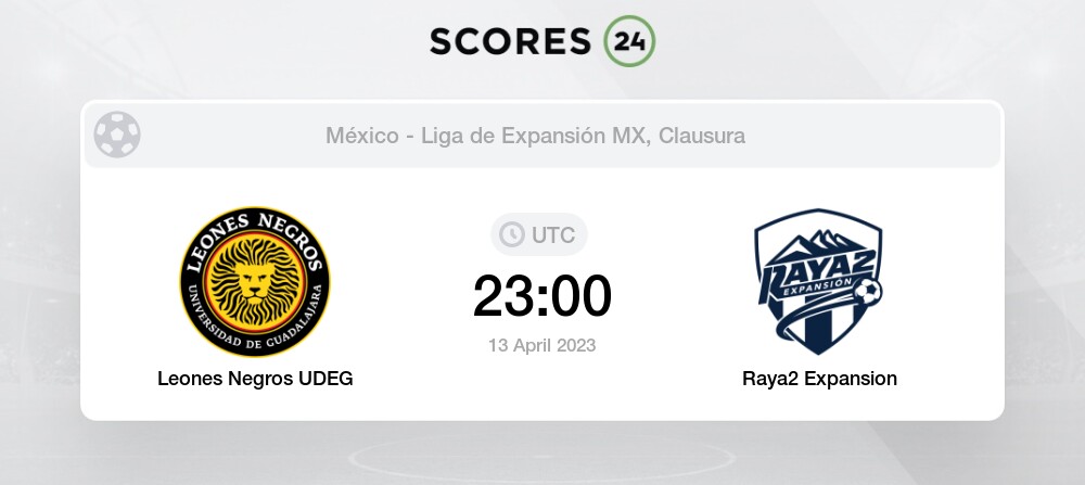 Leones Negros UDEG vs Raya2 Expansion eventos y resultado del partido  13/04/2023 23:00 Fútbol