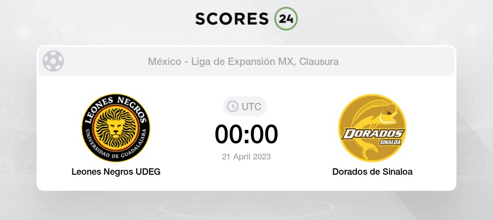 Leones Negros UDEG vs Dorados de Sinaloa eventos y resultado del partido  21/04/2023 00:00 Fútbol