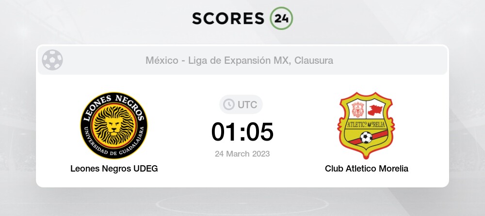 Leones Negros UDEG vs Club Atletico Morelia eventos y resultado del partido  24/03/2023 01:05 Fútbol