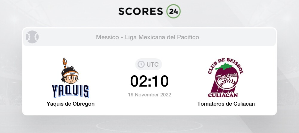 Yaquis de Obregon vs Tomateros de Culiacan forecast your oggi on November  19, 2022 Baseball - Archysport