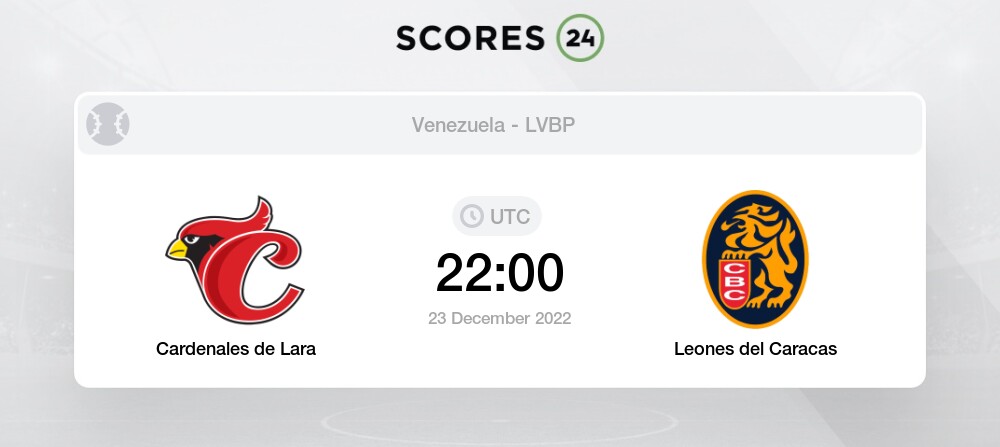 Cardenales de Lara vs Leones de Caracas 23/12/2022 22:00 Basebol eventos e  resultados